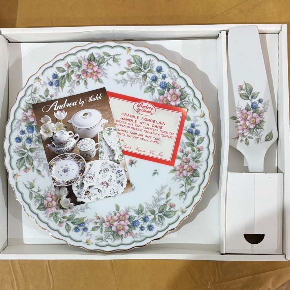 Vintage Andrea by Sadek Floral Porcelain Plate and Server